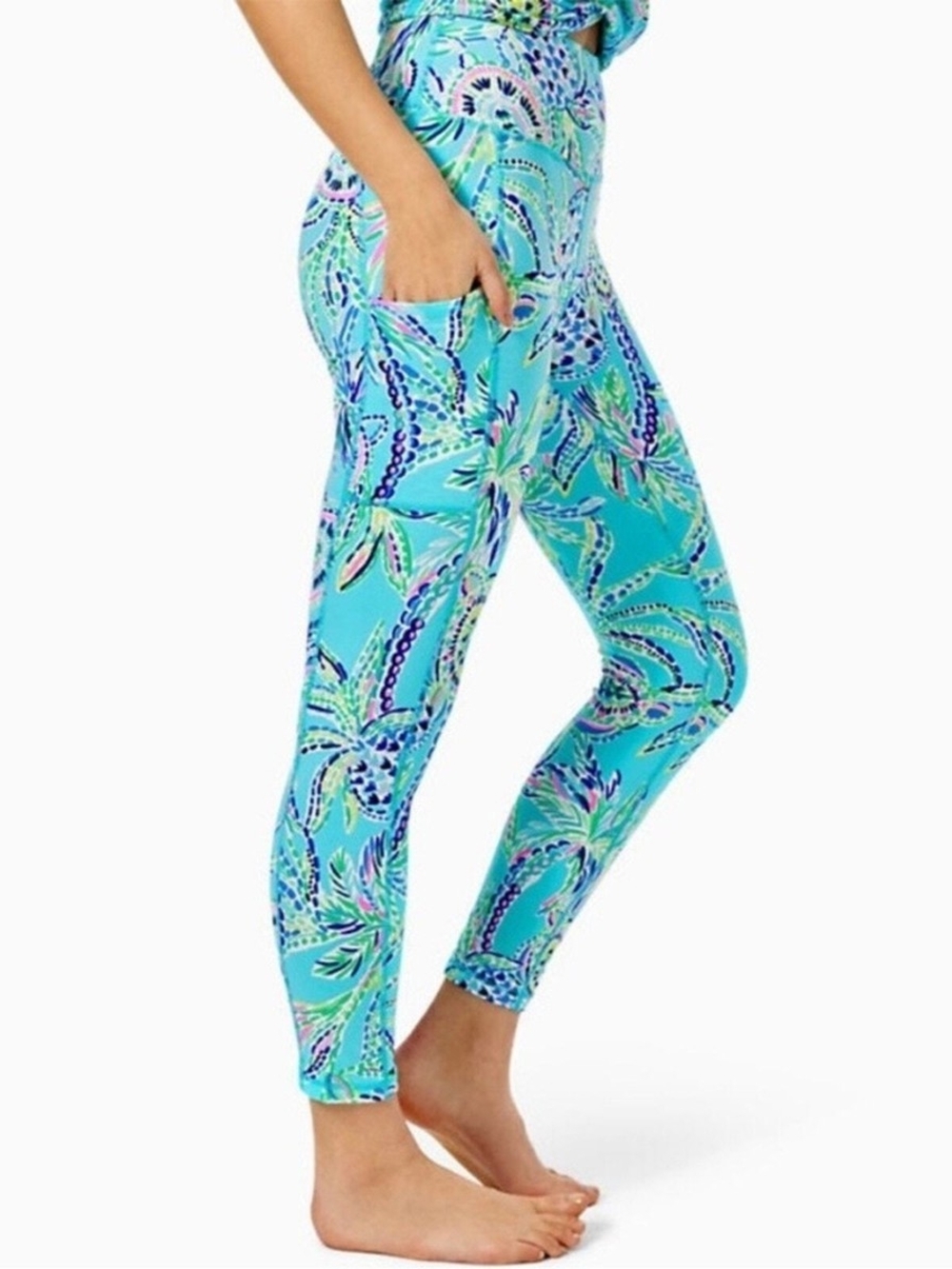 Lilly Pulitzer Leggings Weekender High Rise Bermuda Blue XXL